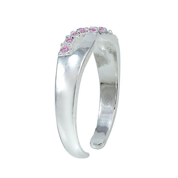 Sterling Silver Light Pink CZ Infinity Toe Ring