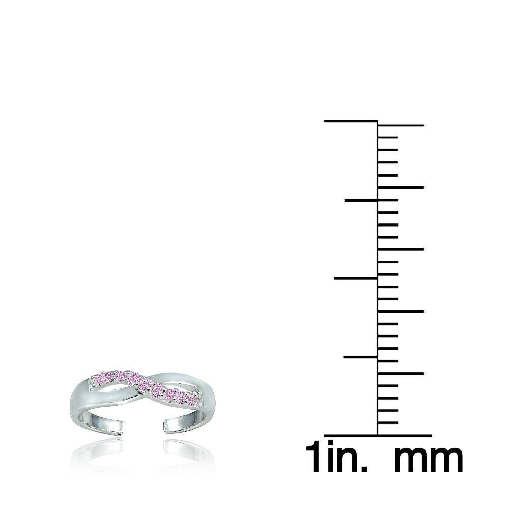 Sterling Silver Light Pink CZ Infinity Toe Ring-3
