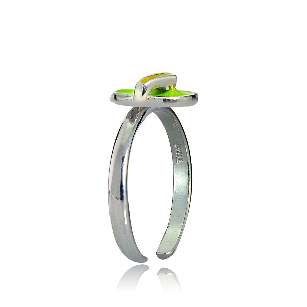Sterling Silver Green Enamel Flip Flop Toe Ring-2