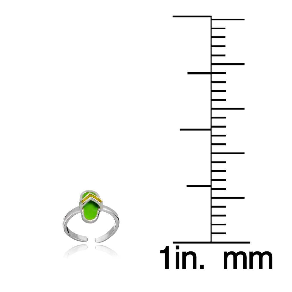 Sterling Silver Green Enamel Flip Flop Toe Ring-3