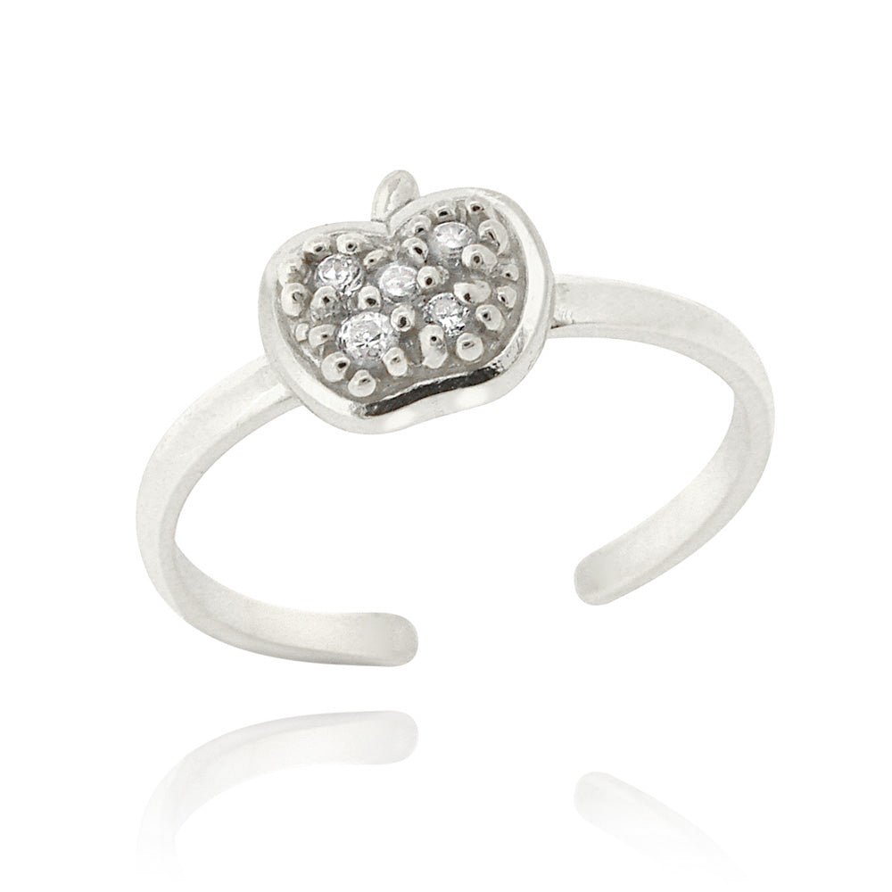 Sterling Silver CZ Apple Toe Ring