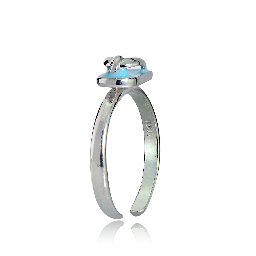 Sterling Silver Light Blue Enamel Mini Flip Flop Toe Ring-2