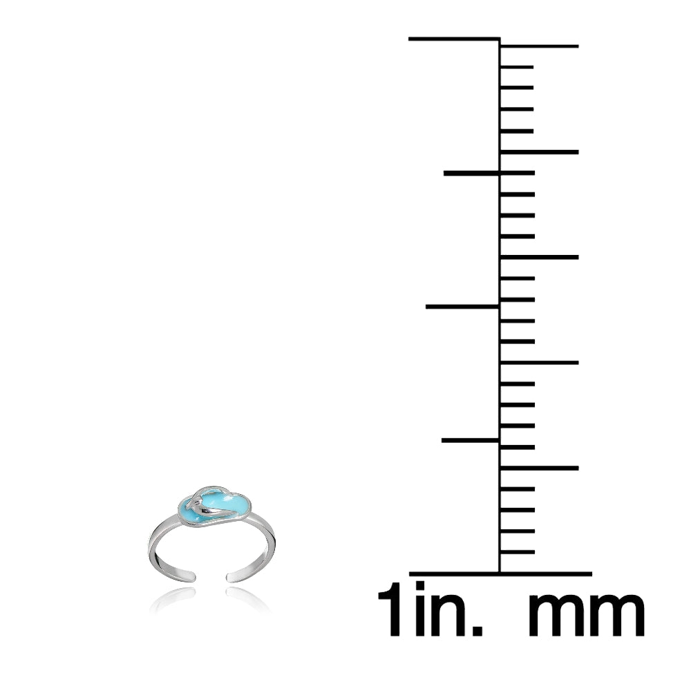 Sterling Silver Light Blue Enamel Mini Flip Flop Toe Ring-3