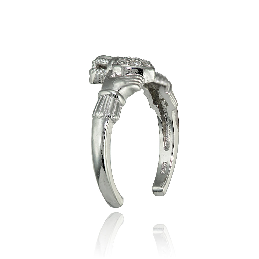 Sterling Silver Cubic Zirconia Claddagh Toe Ring-2