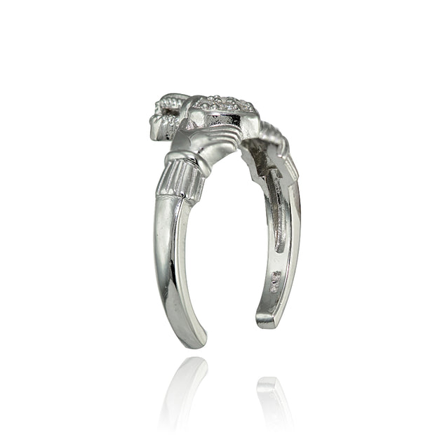 Sterling Silver Cubic Zirconia Claddagh Toe Ring