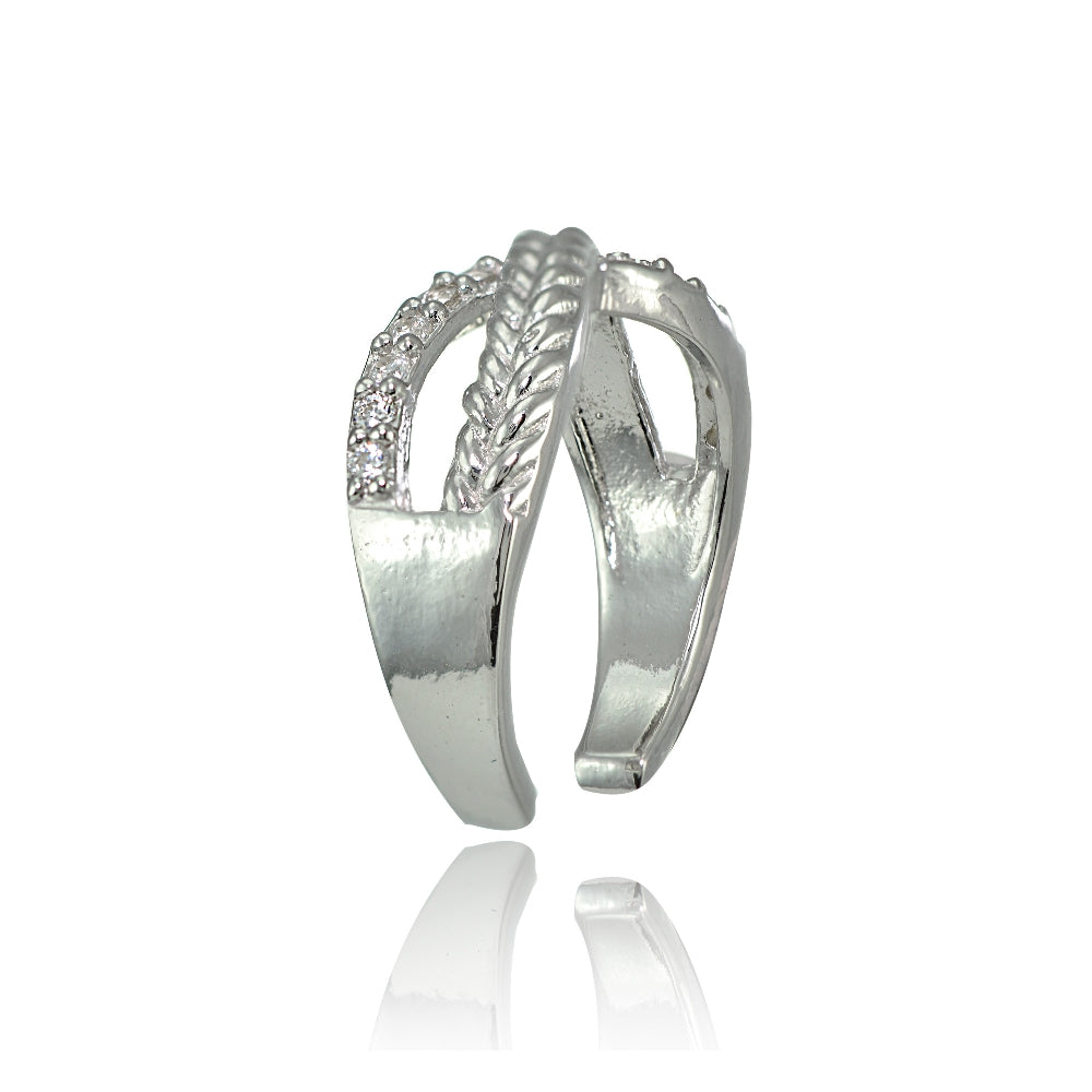 Sterling Silver Cubic Zirconia Braided Infinty Toe Ring-2