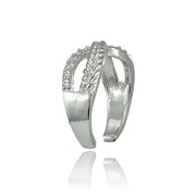Sterling Silver Cubic Zirconia Braided Infinty Toe Ring