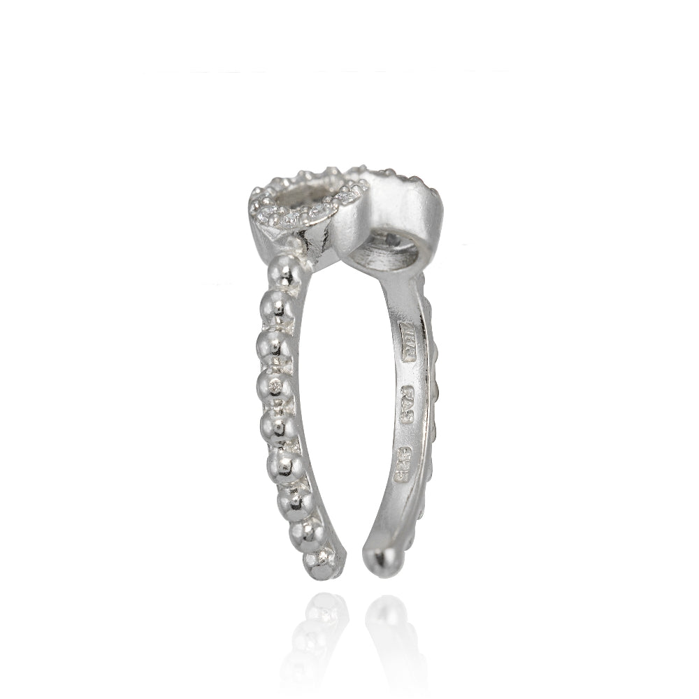 Sterling Silver Cubic Zirconia Rope Infinity Toe Ring-2