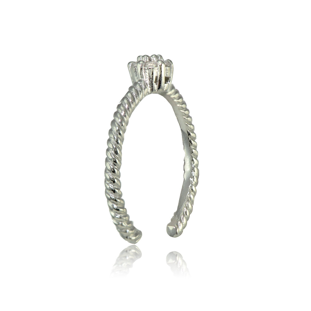 Sterling Silver Cubic Zirconia Flower Rope Toe Ring-2