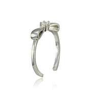 Sterling Silver Cubic Zirconia Bow Tie Toe Ring