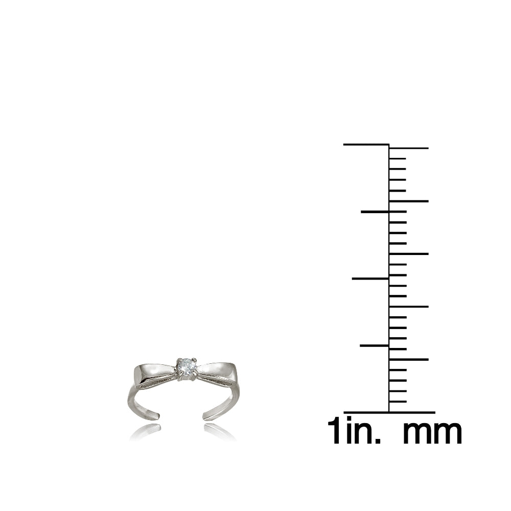 Sterling Silver Cubic Zirconia Bow Tie Toe Ring-3
