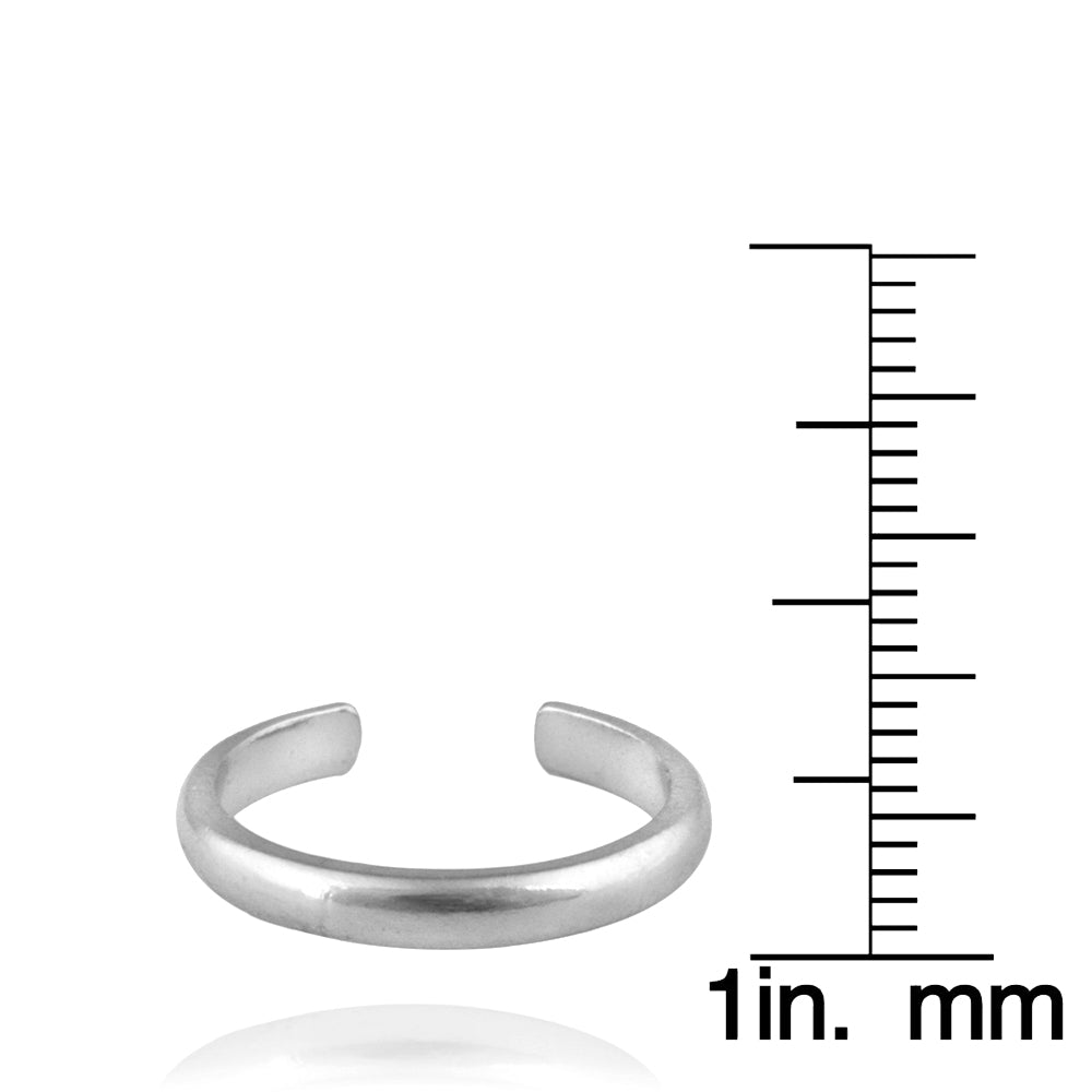 Sterling Silver High Polished Plain Simple Toe Ring-3