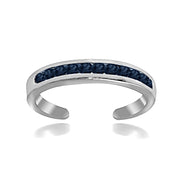 Sterling Silver Channel Set Created Sapphire Toe Ring