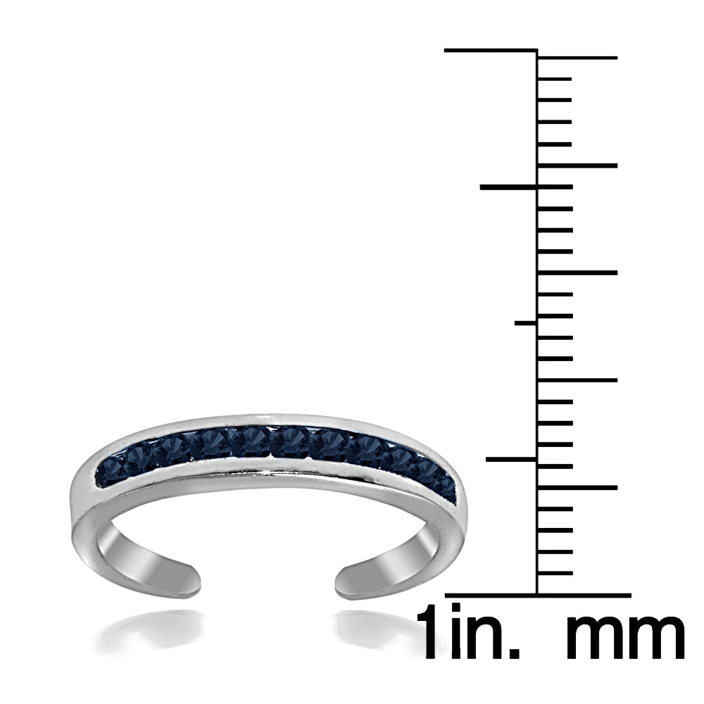 Sterling Silver Channel Set Created Sapphire Toe Ring-3