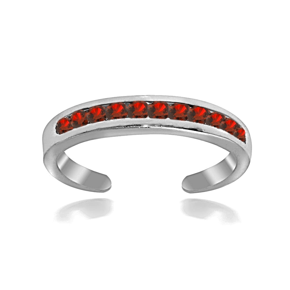 Sterling Silver Channel Set Created Ruby Toe Ring