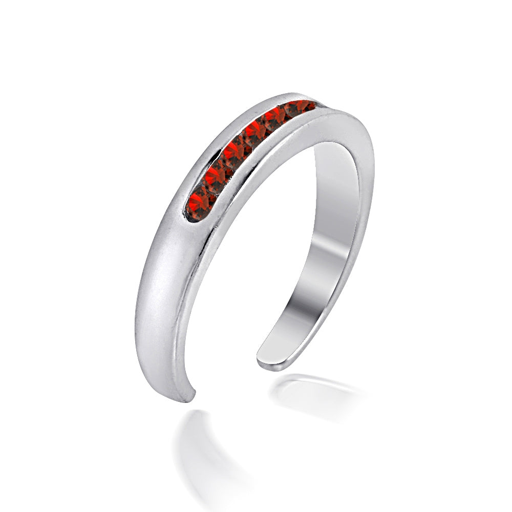 Sterling Silver Channel Set Created Ruby Toe Ring-2