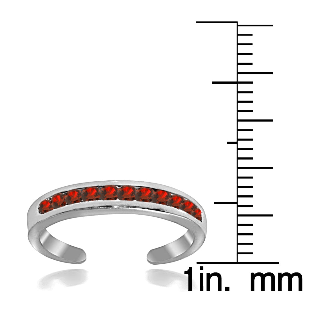 Sterling Silver Channel Set Created Ruby Toe Ring-3