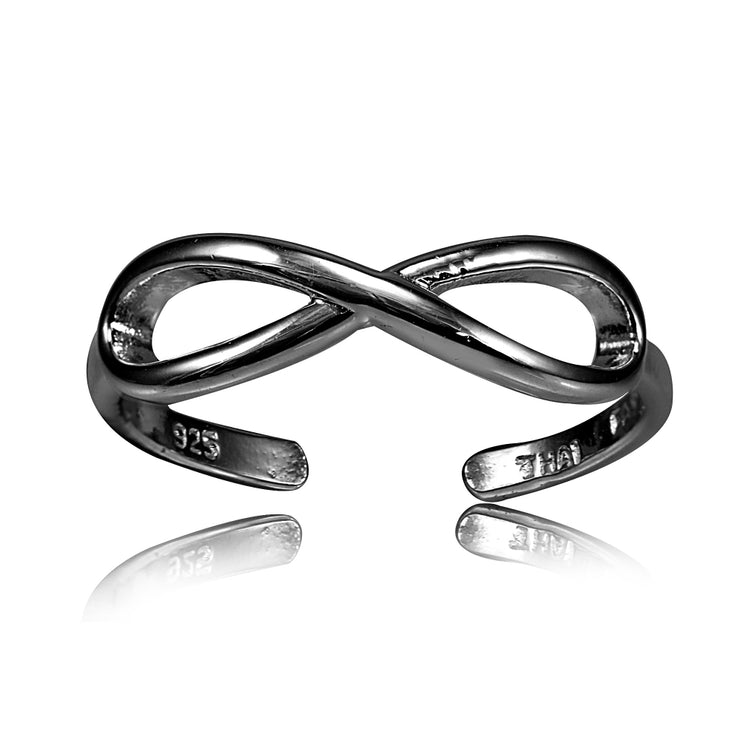 Black Flashed Sterling Silver Figure 8 Infinity Toe Ring