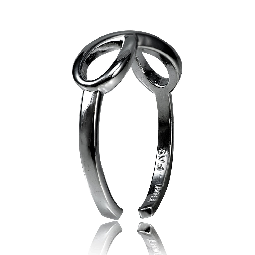 Black Flashed Sterling Silver Figure 8 Infinity Toe Ring-2