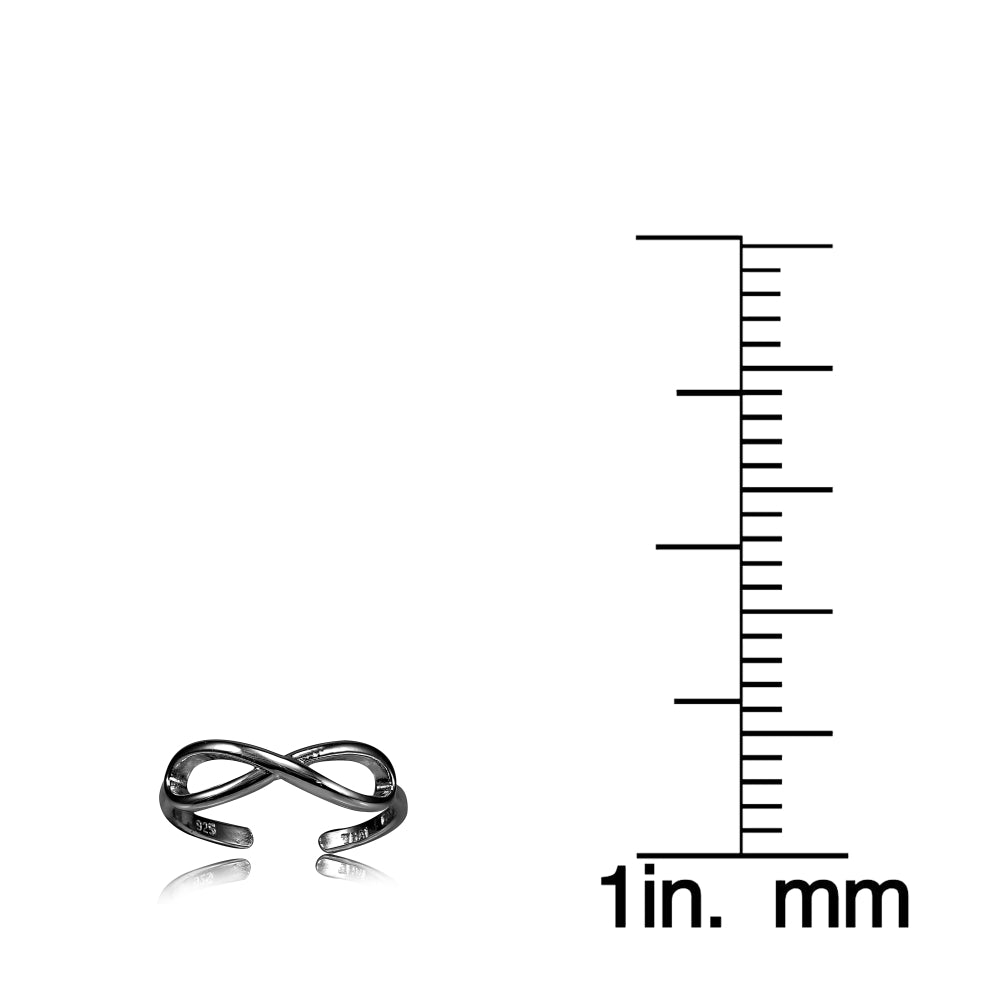 Black Flashed Sterling Silver Figure 8 Infinity Toe Ring-3