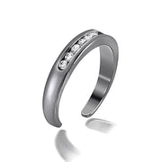 Black Flash Sterling Silver Channel Set Cubic Zirconia Toe Ring