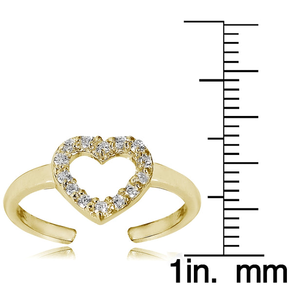 Gold Tone over Sterling Silver Cubic Zirconia Heart Toe Ring