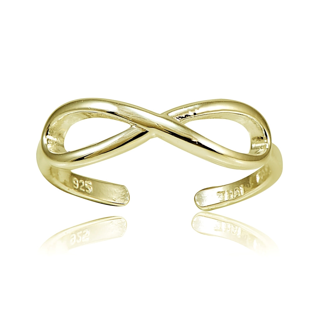 Yellow Gold Flashed Sterling Silver Figure 8 Infinity Toe Ring