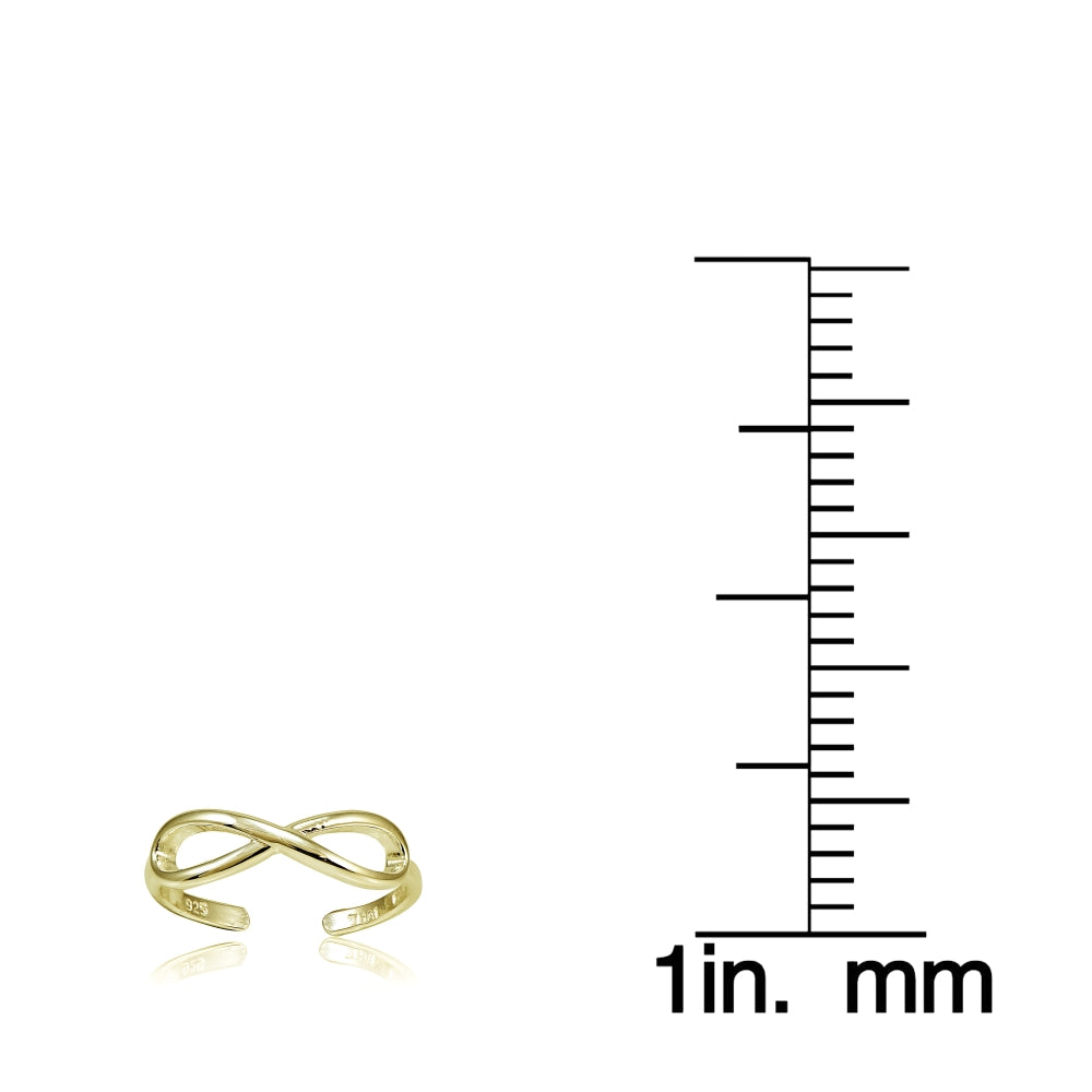 Yellow Gold Flashed Sterling Silver Figure 8 Infinity Toe Ring-3