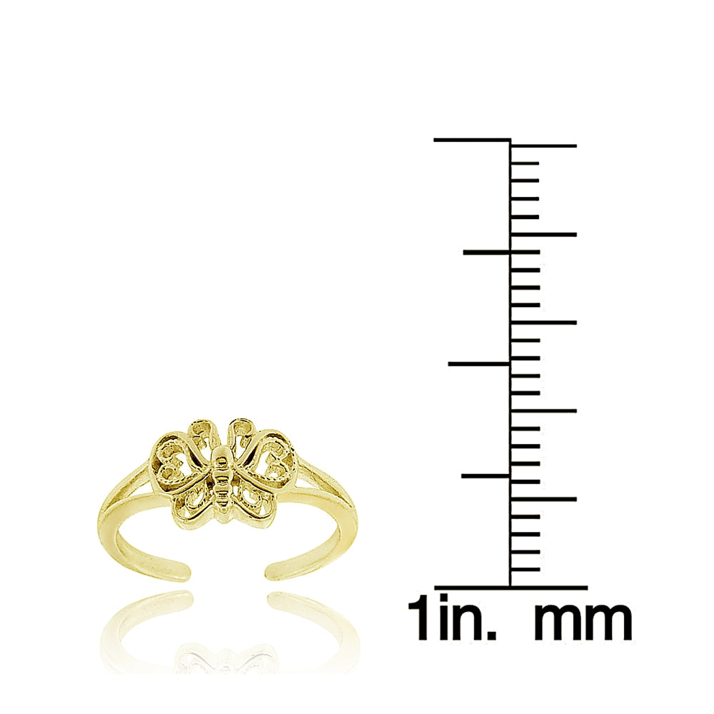 18K Gold over Sterling Silver Butterfly Toe Ring-3