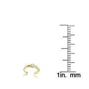 Yellow Gold Flashed Sterling Silver Cubic Zirconia Bezel-Set Hammered Toe Ring