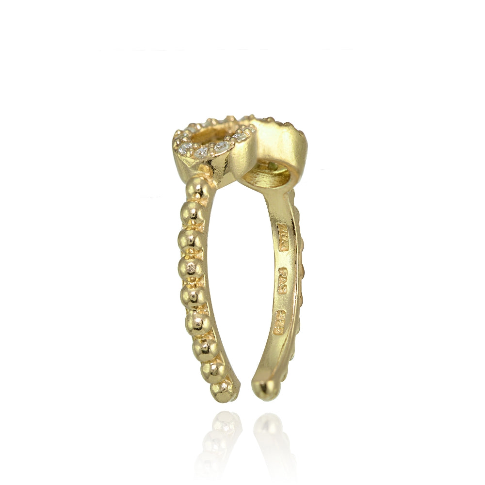 Yellow Gold Flashed Sterling Silver Cubic Zirconia Rope Infinity Toe Ring-2