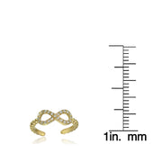 Yellow Gold Flashed Sterling Silver Cubic Zirconia Rope Infinity Toe Ring