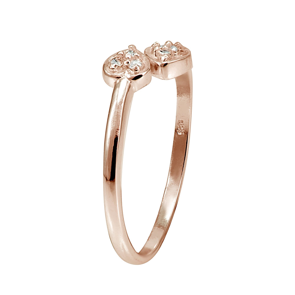Rose Gold Tone Over Sterling Silver CZ Double Heart Toe Ring-2