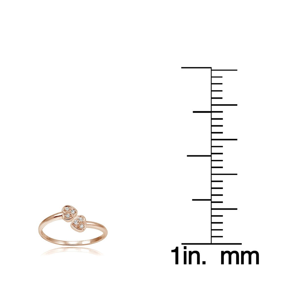 Rose Gold Tone Over Sterling Silver CZ Double Heart Toe Ring-3
