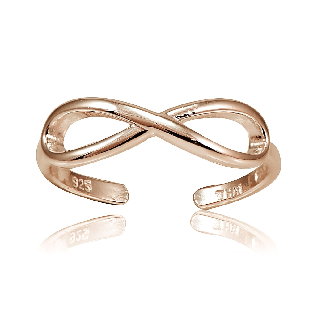 Rose Gold Flashed Sterling Silver Figure 8 Infinity Toe Ring