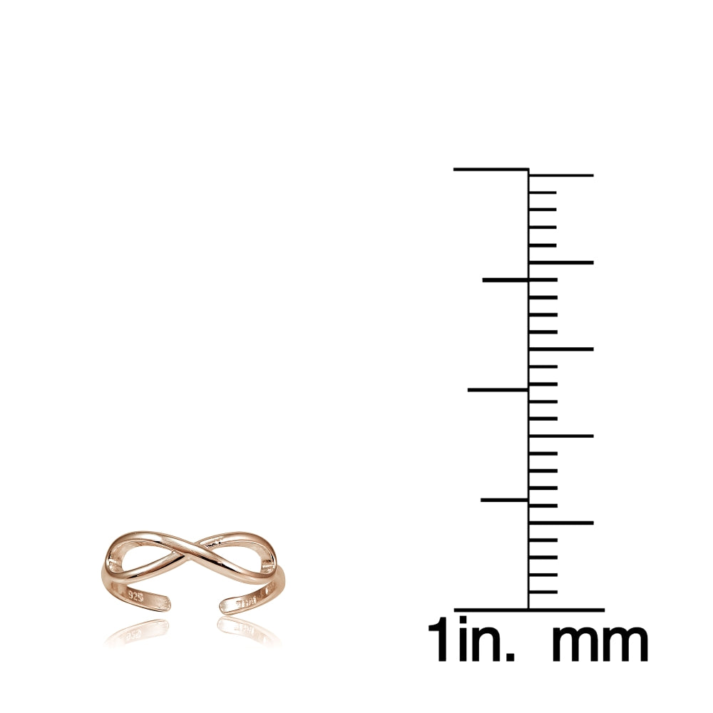 Rose Gold Flashed Sterling Silver Figure 8 Infinity Toe Ring-3