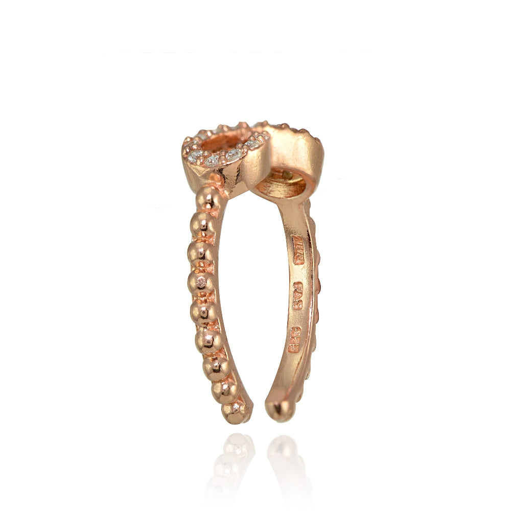 Rose Gold Flashed Sterling Silver Cubic Zirconia Rope Infinity Toe Ring-2