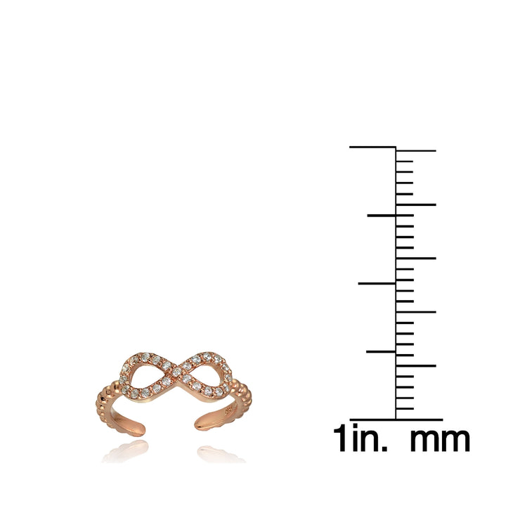 Rose Gold Flashed Sterling Silver Cubic Zirconia Rope Infinity Toe Ring