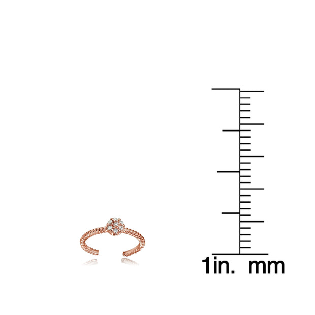 Rose Gold Flashed Sterling Silver Cubic Zirconia Flower Rope Toe Ring