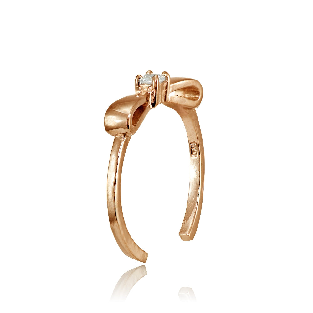 Rose Gold Flashed Sterling Silver Cubic Zirconia Bow Tie Toe Ring-2