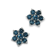 Sterling Silver London Blue Topaz Flower Stud Earrings